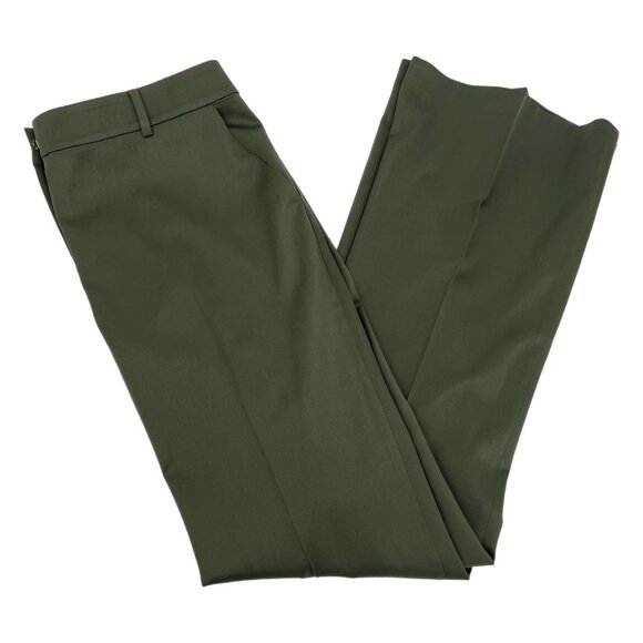 St. John Pants - St. John Green Stretch Wool Straight Trousers | Size 14